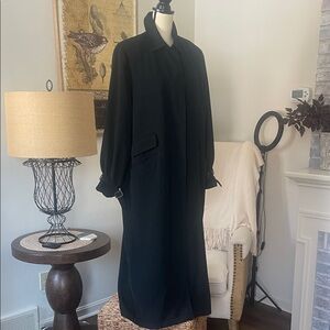 Anne Klein Vintage Women’s Long Black Trench Coat with Removable Wool Liner Sz8